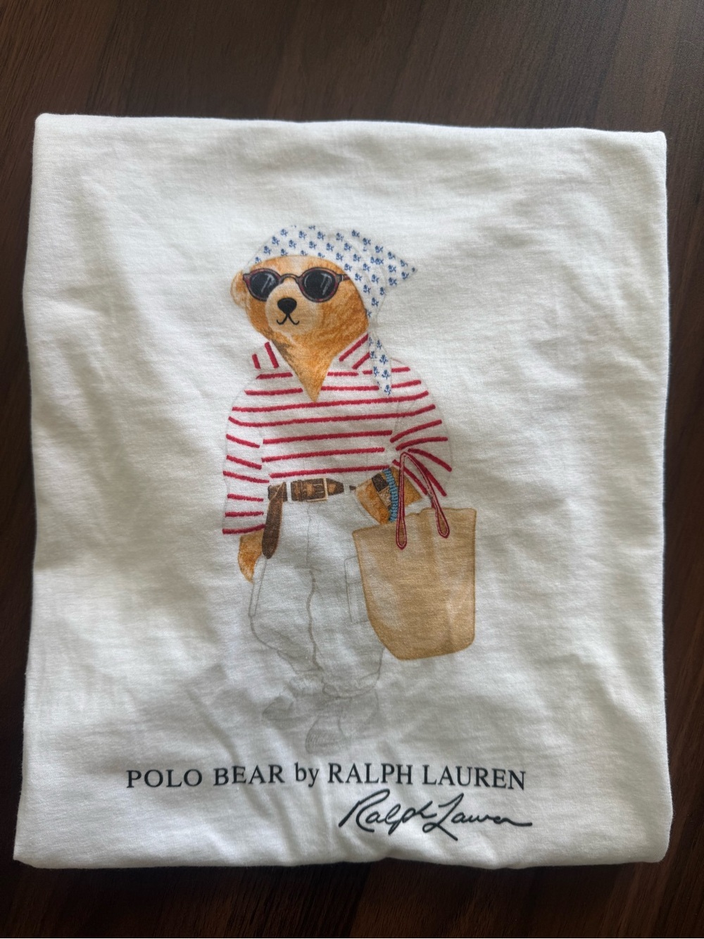 Ralph Lauren White Tee with Polo Bear Graphic